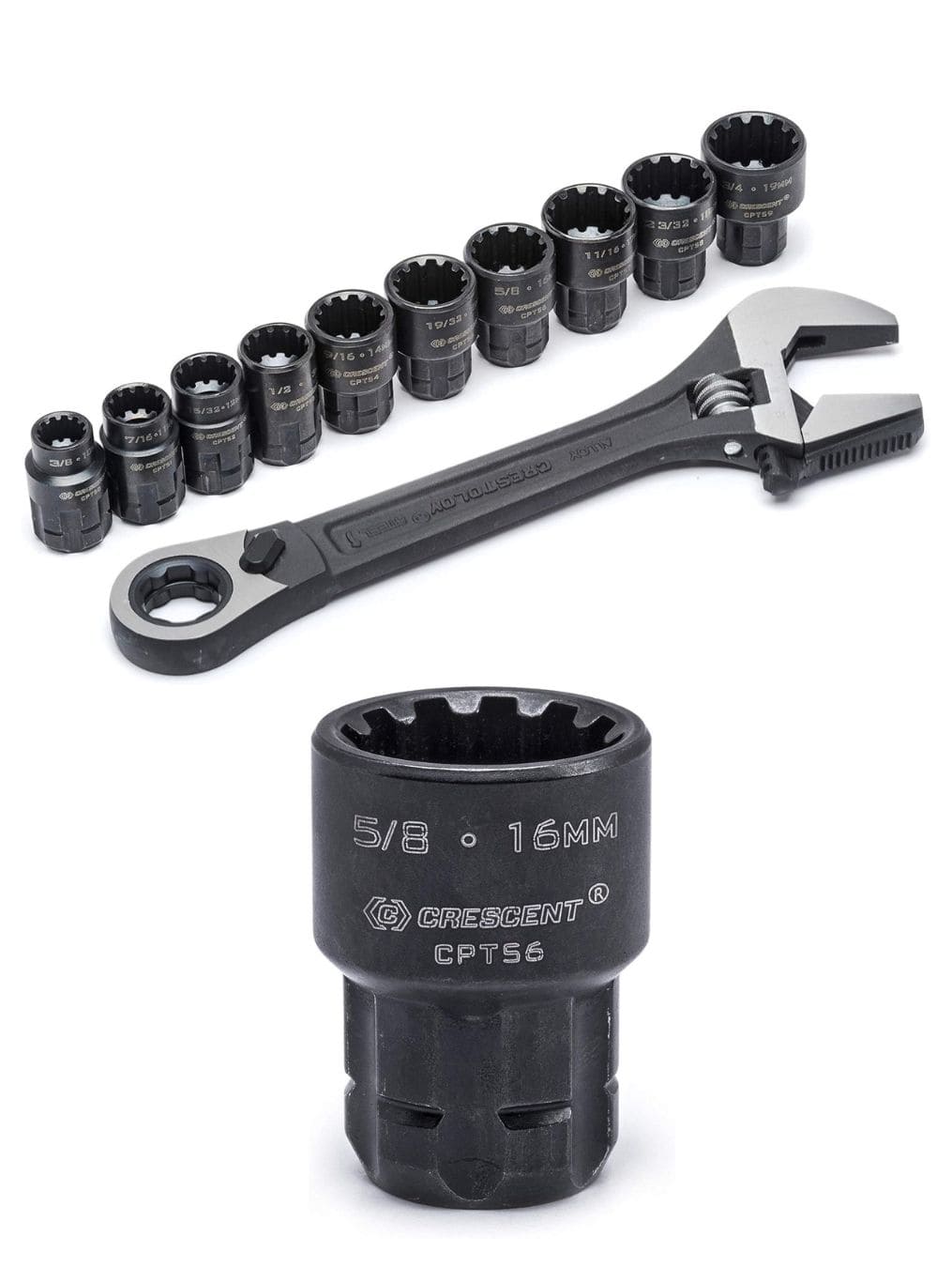 Crescent Wrench and Spline Socket Set